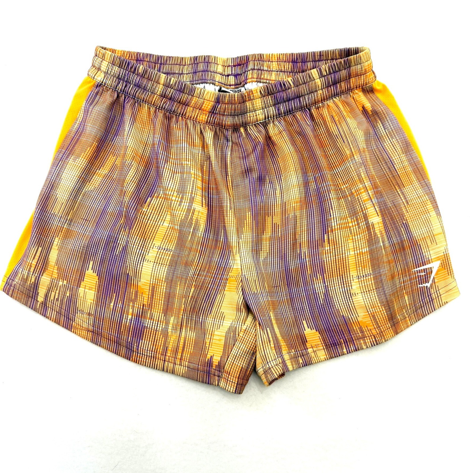 Gymshark Womens Abstract Print Running Shorts Orange Purple Yellow Size S